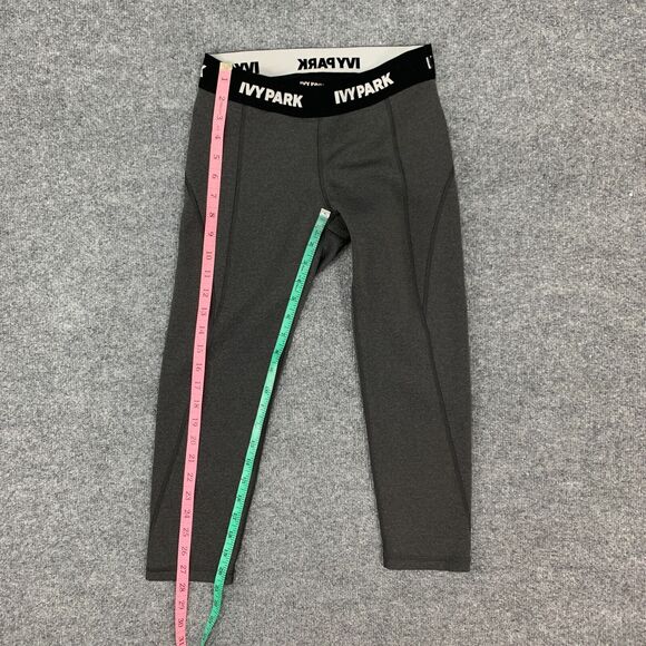 Ivy Park Cropped Legging Women S Small Grey Logo Waistband Low Rise Stretch - Picture 7 of 11